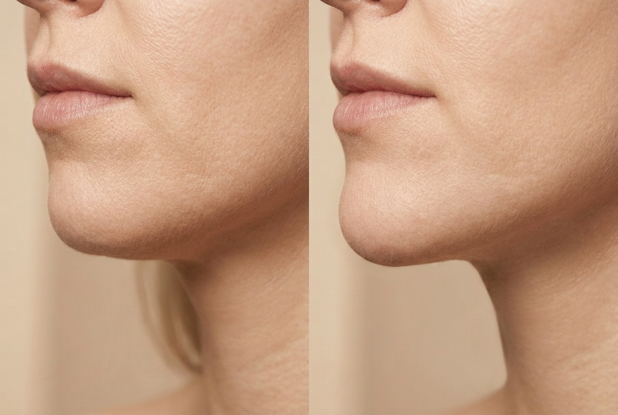 Before and after comparison for Chin Filler